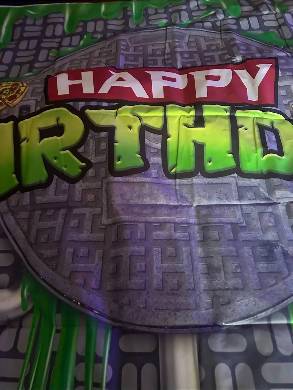 Large Happy Birthday Ninja Turtle Backdrop 8x6
